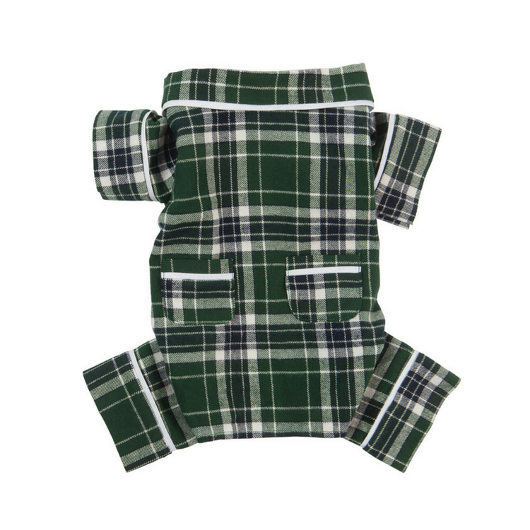 Green Plaid Dog  Pajamas