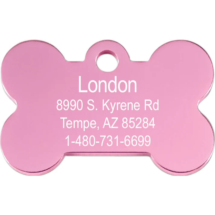 Pink Aluminum Bone ID Tag