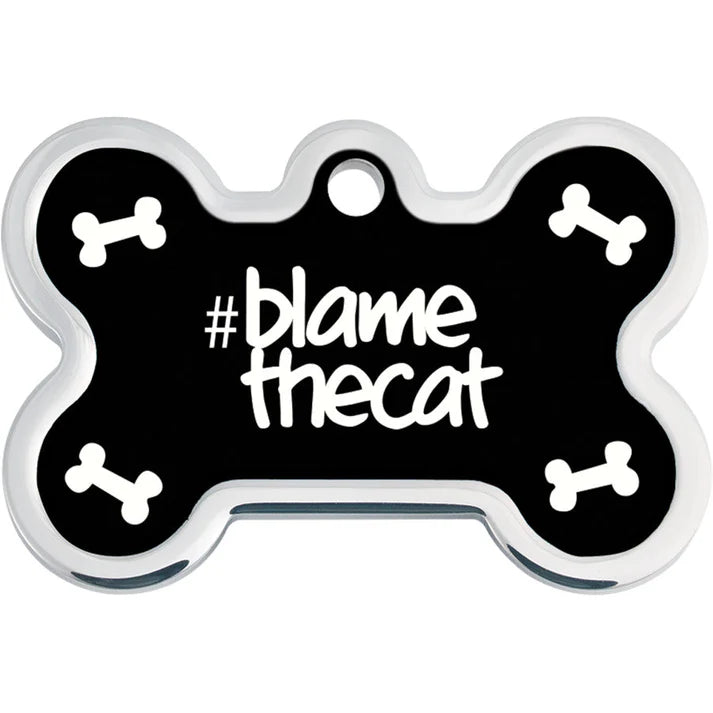 Blame the Cat Raised Edge Large Bone Tag