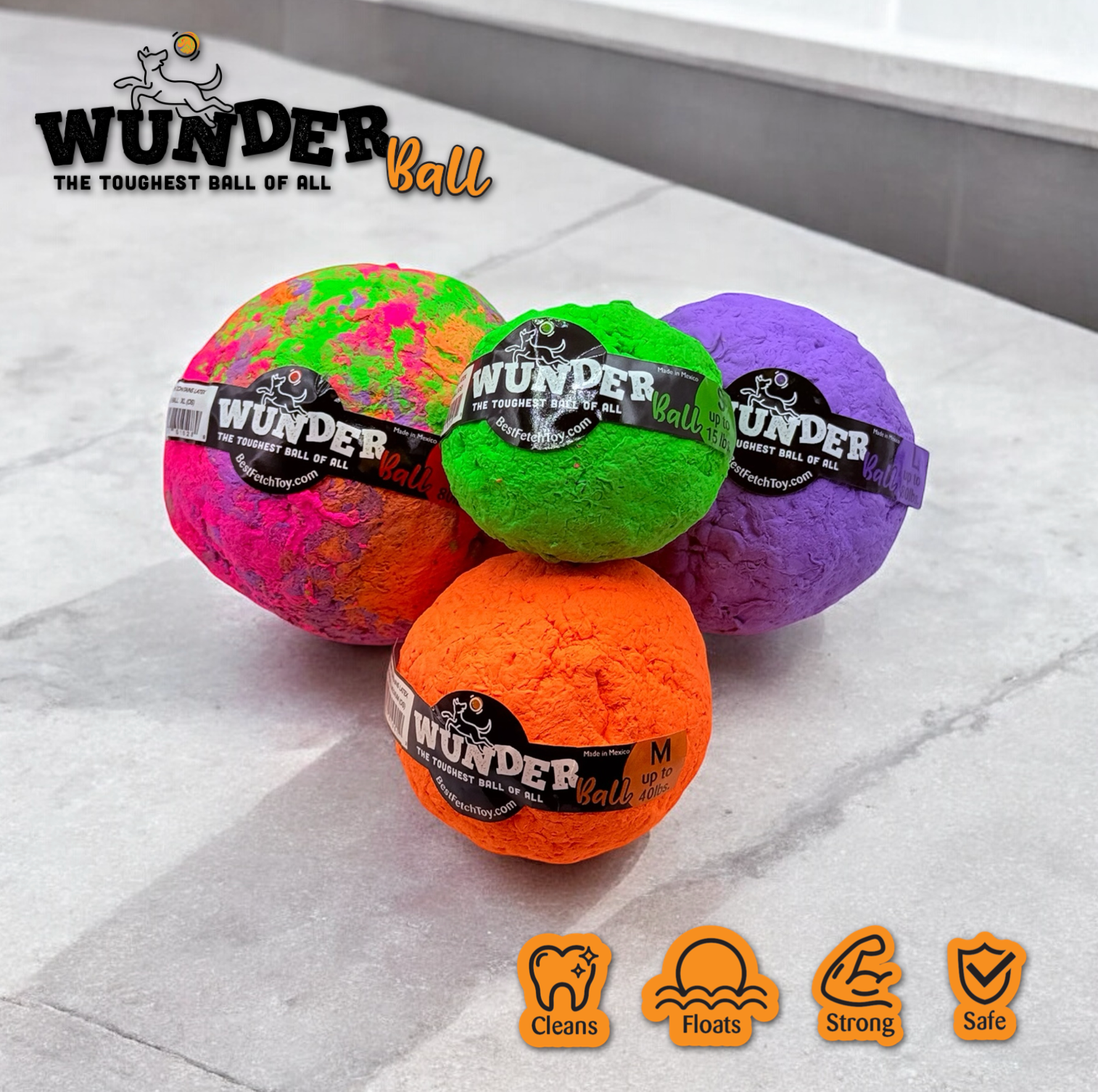 DISPLAY 18 - BEST FETCH TOY! WUNDERBALL with 18 balls.