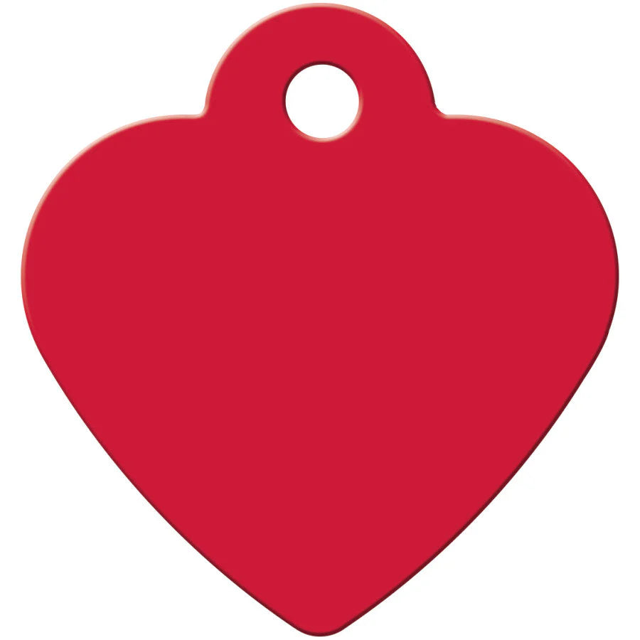 Red Aluminum Heart ID Tag