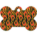 Black Bone with Flames Large Tag