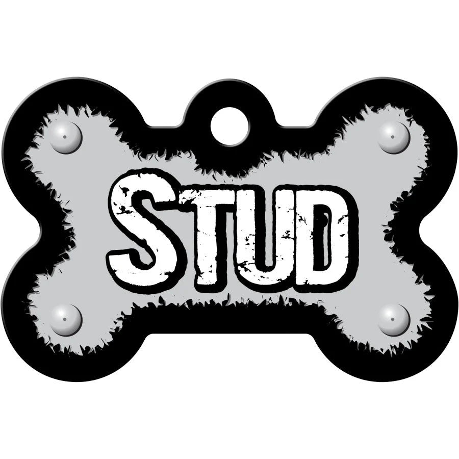 "Stud" Black & Grey Bone Tag