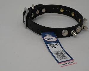 3/4" 1 Ply Latigo Spike Stud Collar BK 16" × 1